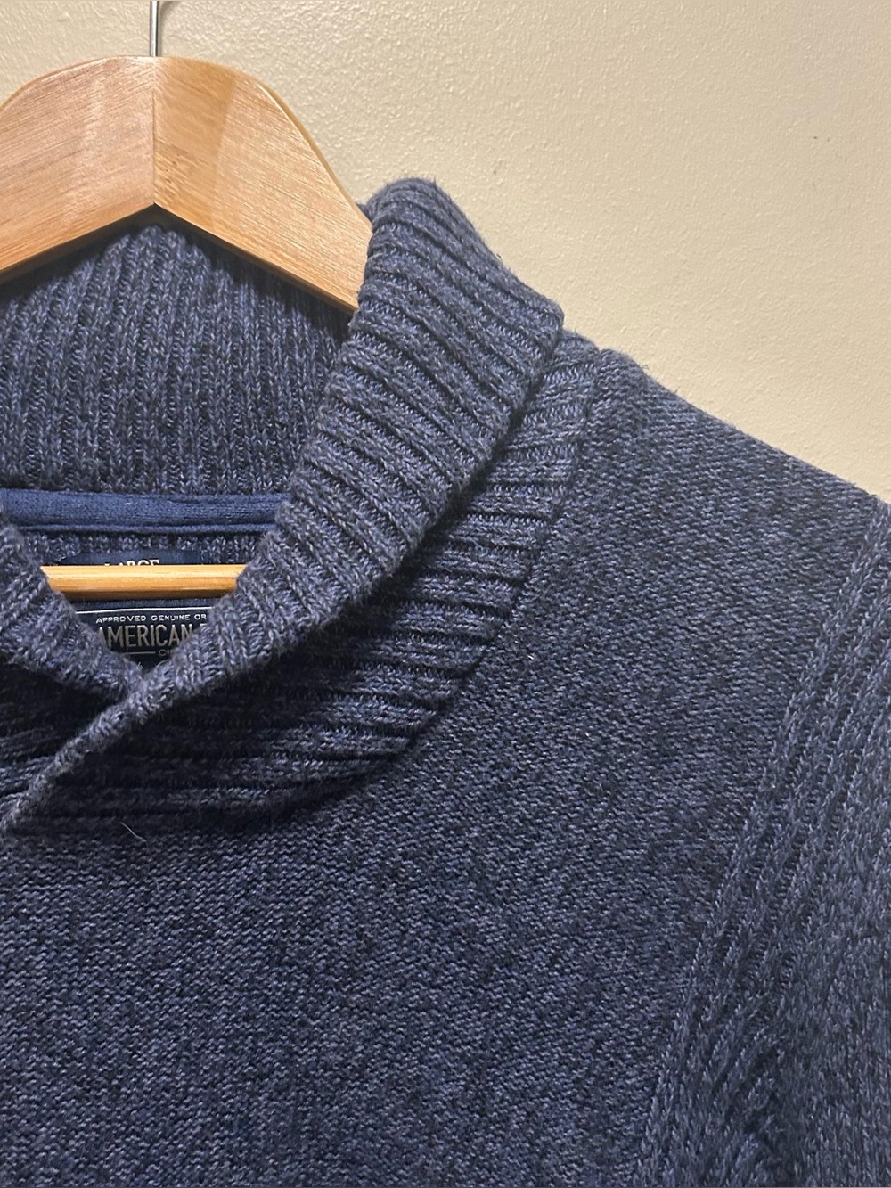 American Rag Navy Shawl Collar Men's Sweater Large